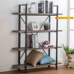 Hsh Furniture 4-Shelf Vintage Industrial Bookshelf, Rustic W