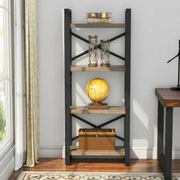 4 Tier Bookcase Rustic Display Shelf for Living Room, Home O