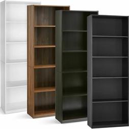71" Tall 5-Shelf Standard Bookcase Closed Back Adjustable St