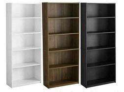 Adjustable 5-Shelf Wood Bookcase Storage Shelving Book Wide 