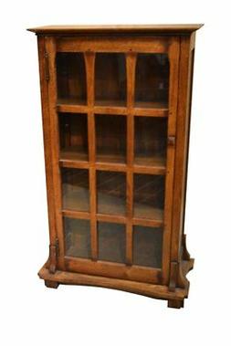 Arts and Crafts Mission Solid Oak Display Bookcase with Glas
