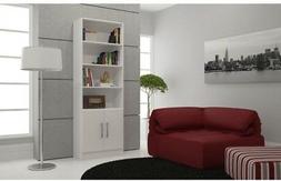 Bookcase 4-Shelves Wooden Open Back Panel Accent Sleek Style