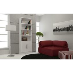 Bookcase 4-Shelves Wooden Open Back Panel Accent Sleek Style