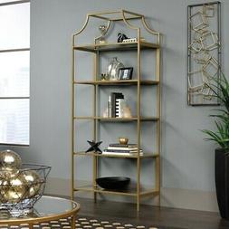 SAUDER Bookcase Modern Open Back Safety-Tempered Glass Shelv