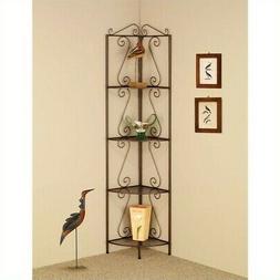 Bowery Hill Corner Shelf with Decorative Scrolls in Copper
