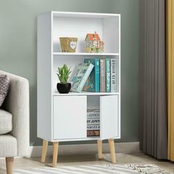 Bookshelf With 2 Doors Cabinet, Wooden Free Sta