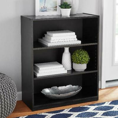 Black 3 Shelf Bookcase Tower Furniture Storage Organization 