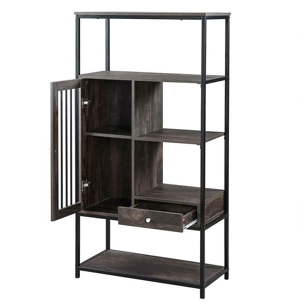 Bookshelves 5-layer Display Shelves W/ Doors Drawers