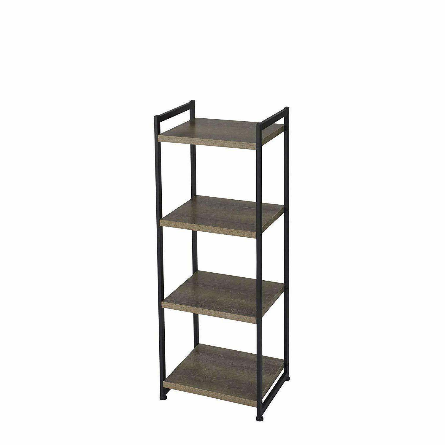NEW Narrow Bookshelf Tall Bookcase 4-Shelf 4-Tier Display Mo