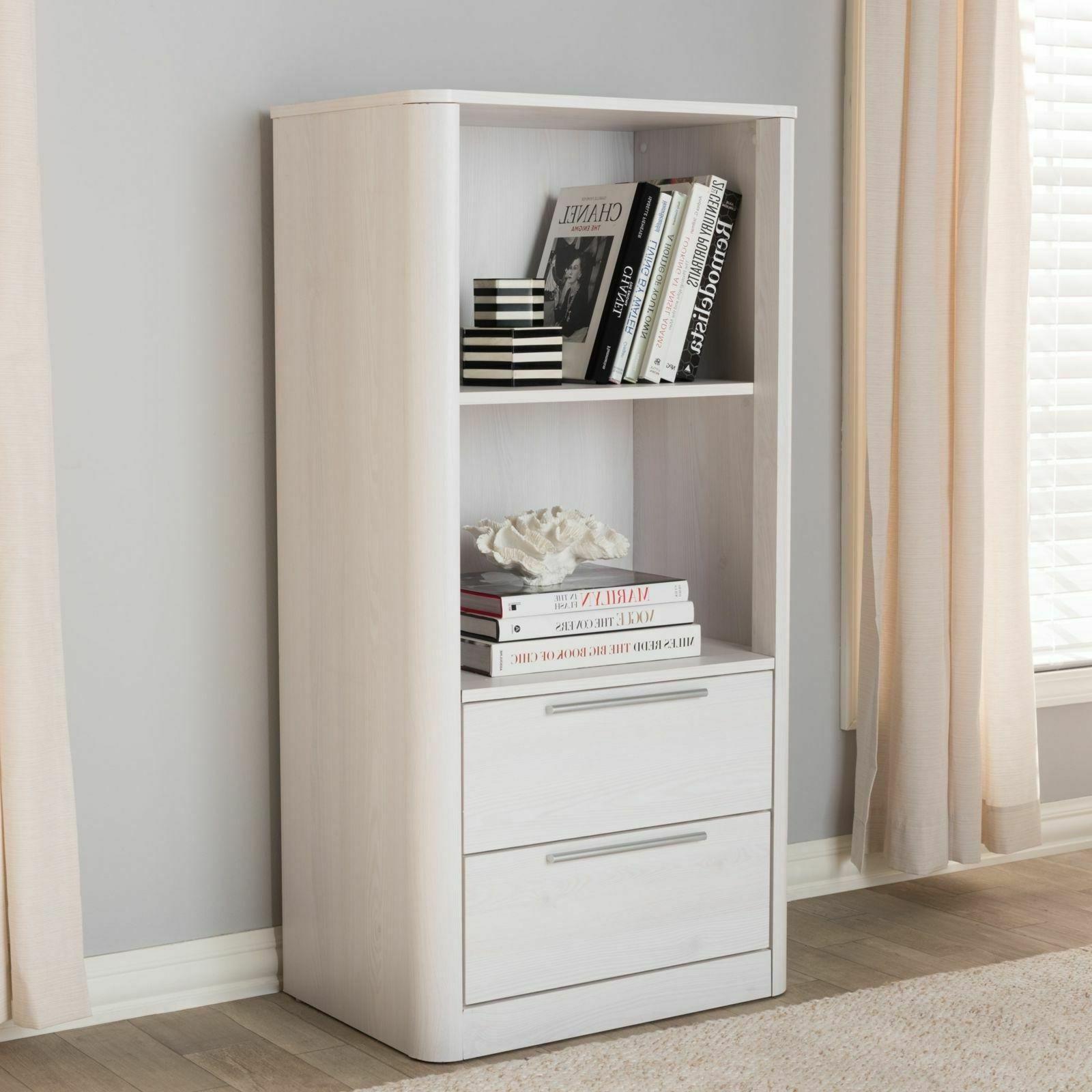 Whitewashed Finish 2 Open 2 Drawer Organizer