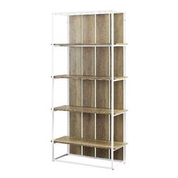 Plank Style Back 4-Shelf Open Storage Organizer Bookcase Rus