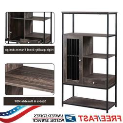 Bookshelves 5-layer Display Shelves W/ Doors Drawers