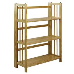 Stackable Folding Bookcase Bookshelf 3-Shelf Open Back Book 