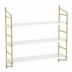 White Floating Shelves Wall Mounted Large Golden and White S