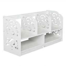 Wood-plastic Board Large Size Three Rows Bookshelf White